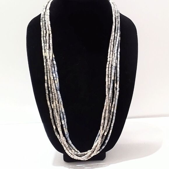 Vintage Multi Strand Long Pastel Tube Bead Necklace - Picture 1 of 5